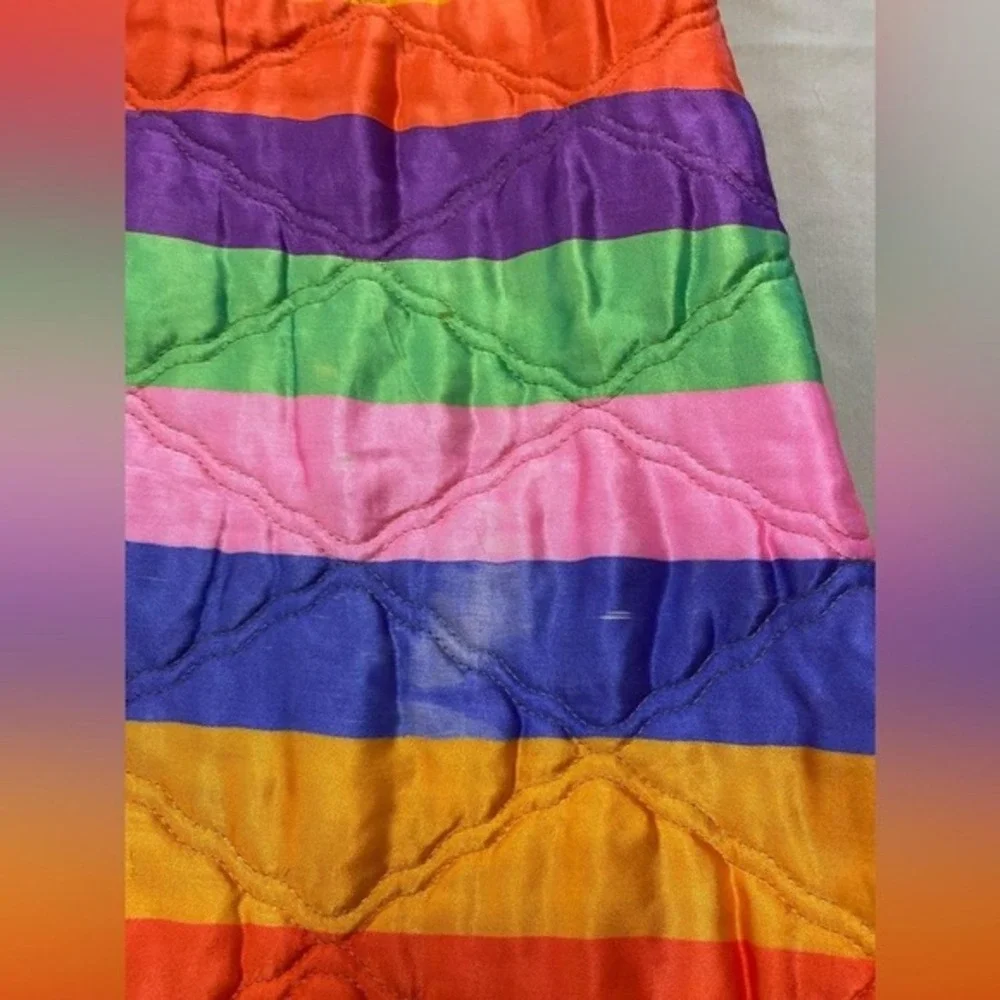 Vintage Rhapsody By Glazier Quilted Striped Maxi Skirt Small‎ Medium Rainbow